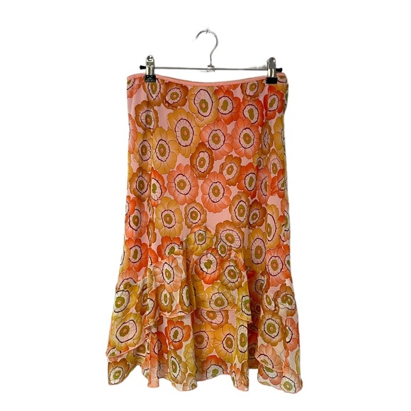 Wrapper Y2K Yellow Orange Floral Midi Skirt Medium - Picture 1 of 5
